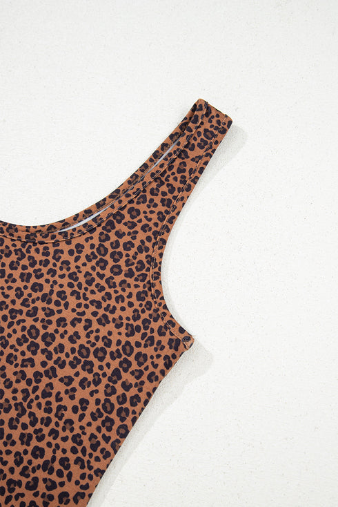Exclusive Leopard Print Sleeveless Scoop Neck Bodysuit