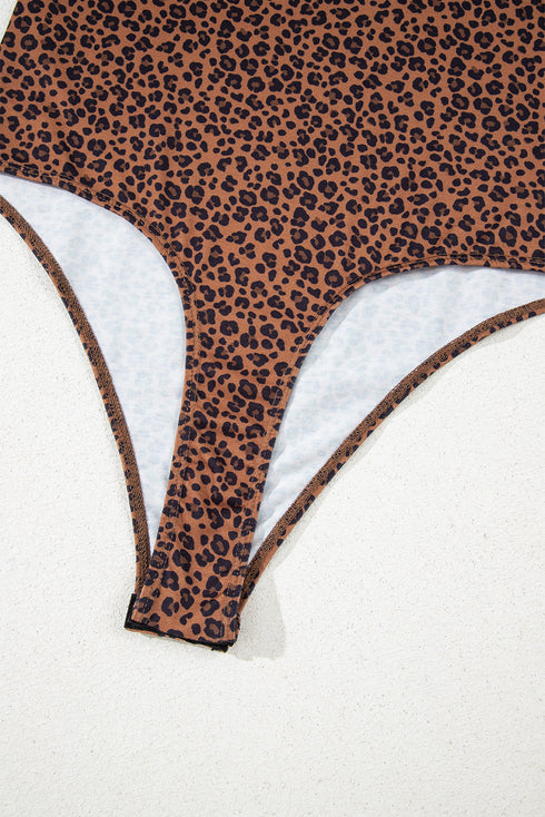 Exclusive Leopard Print Sleeveless Scoop Neck Bodysuit
