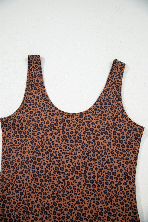 Exclusive Leopard Print Sleeveless Scoop Neck Bodysuit
