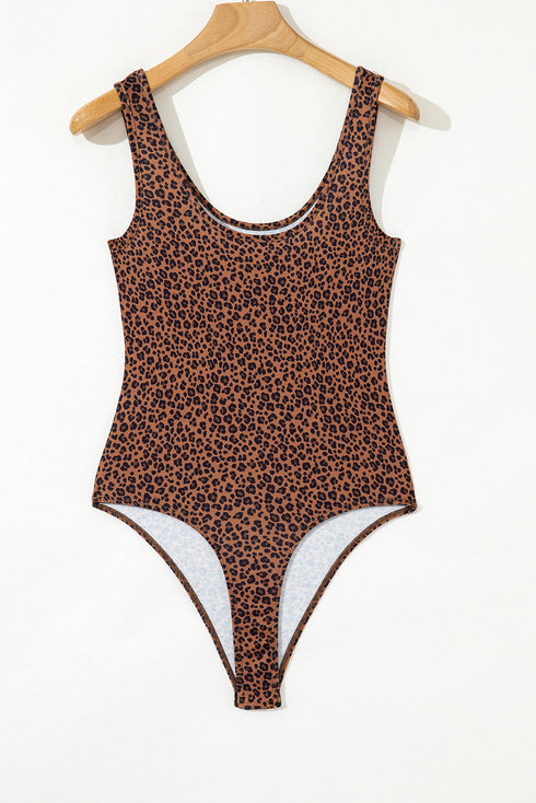 Exclusive Leopard Print Sleeveless Scoop Neck Bodysuit