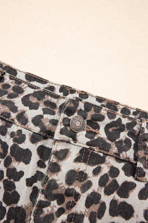 Exclusive Leopard Print Western Denim Mini Skirt