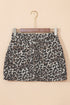 Exclusive Leopard Print Western Denim Mini Skirt