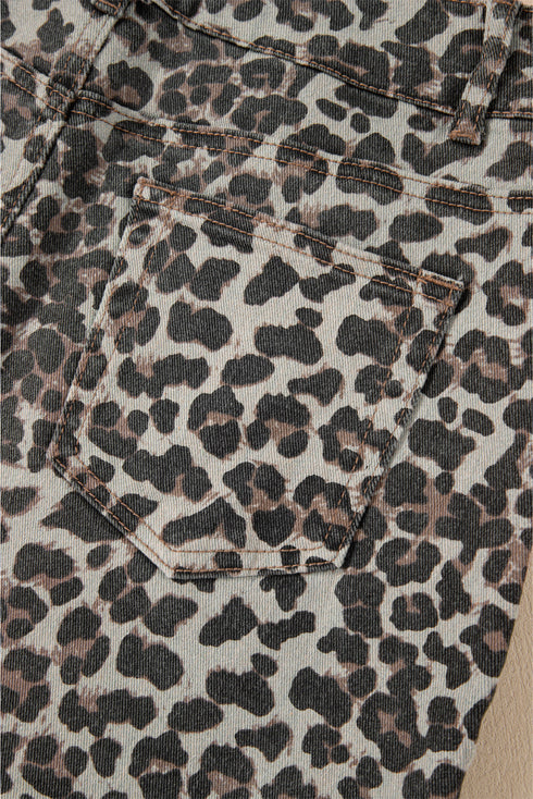 Exclusive Leopard Print Western Denim Mini Skirt