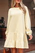 Exclusive Long Sleeve Tiered Ruffle Hem Loose Mini Dress