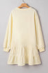 Exclusive Long Sleeve Tiered Ruffle Hem Loose Mini Dress