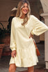 Exclusive Long Sleeve Tiered Ruffle Hem Loose Mini Dress