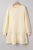Exclusive Long Sleeve Tiered Ruffle Hem Loose Mini Dress