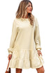 Exclusive Long Sleeve Tiered Ruffle Hem Loose Mini Dress