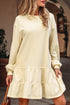 Exclusive Long Sleeve Tiered Ruffle Hem Loose Mini Dress