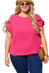 Exclusive Modern Solid Ruffled Short Sleeve Top