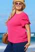 Exclusive Modern Solid Ruffled Short Sleeve Top