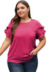 Exclusive Modern Solid Ruffled Short Sleeve Top
