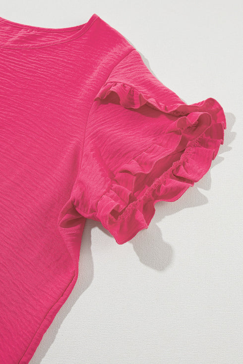Exclusive Modern Solid Ruffled Short Sleeve Top