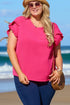 Exclusive Modern Solid Ruffled Short Sleeve Top