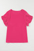 Exclusive Modern Solid Ruffled Short Sleeve Top