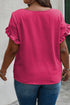 Exclusive Modern Solid Ruffled Short Sleeve Top