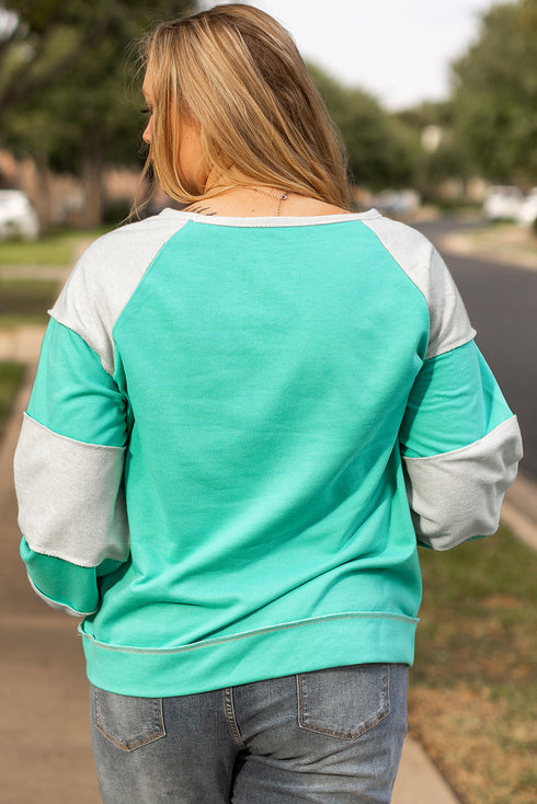 Exclusive Patchwork Cross Seam Pullover Sweatshirt
