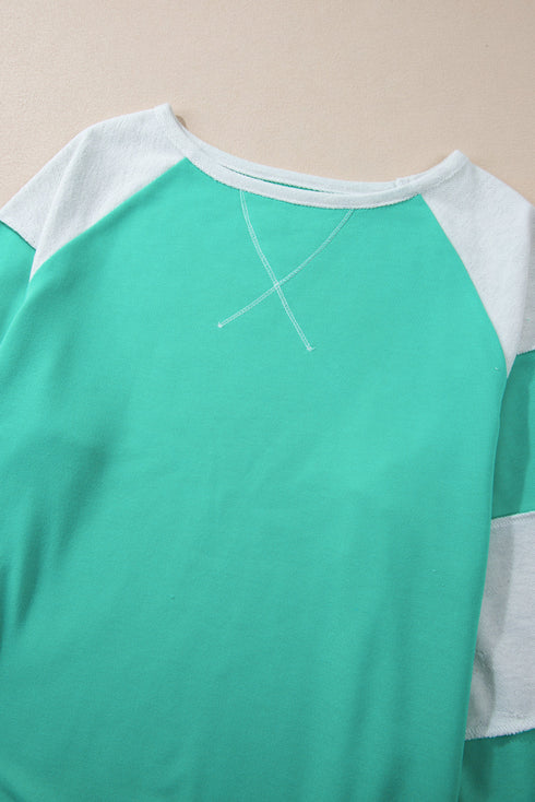 Exclusive Patchwork Cross Seam Pullover Sweatshirt
