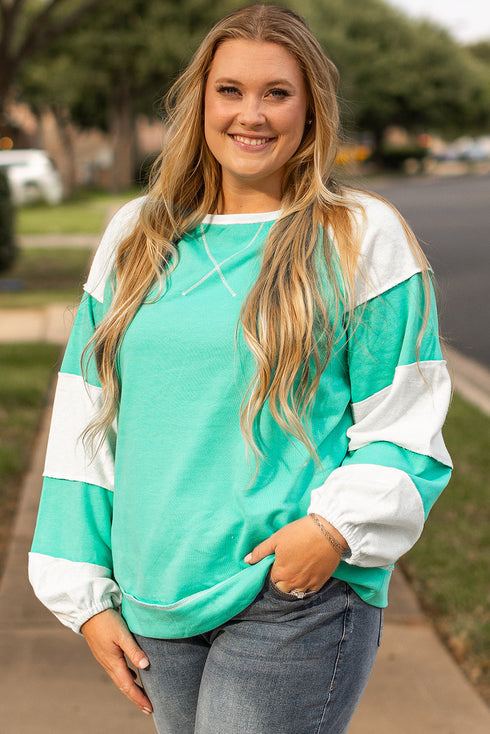 Exclusive Patchwork Cross Seam Pullover Sweatshirt