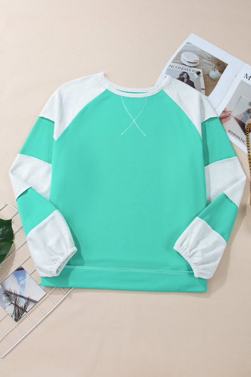 Exclusive Patchwork Cross Seam Pullover Sweatshirt