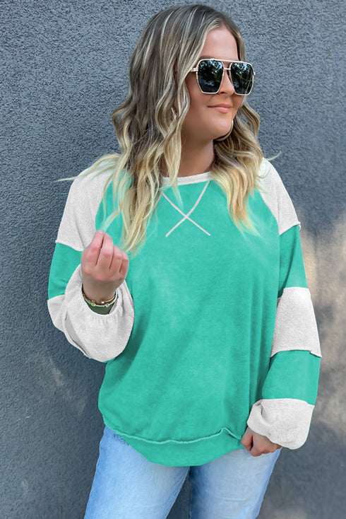 Exclusive Patchwork Cross Seam Pullover Sweatshirt