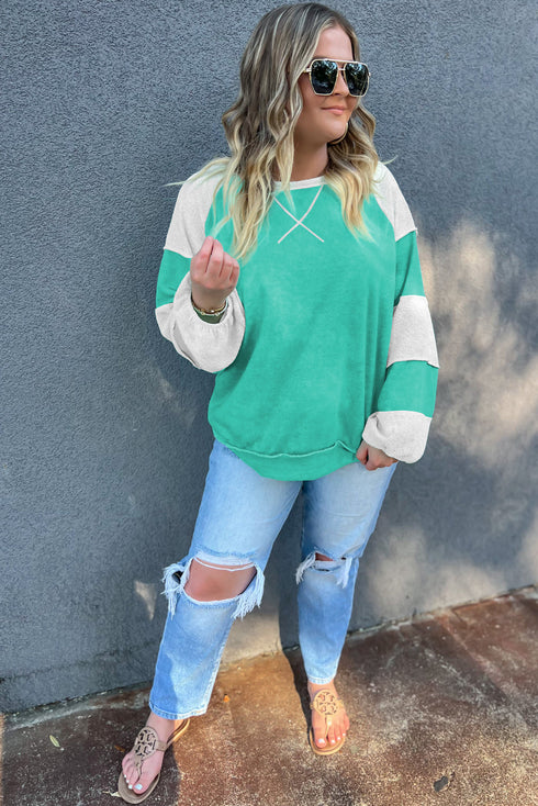 Exclusive Patchwork Cross Seam Pullover Sweatshirt