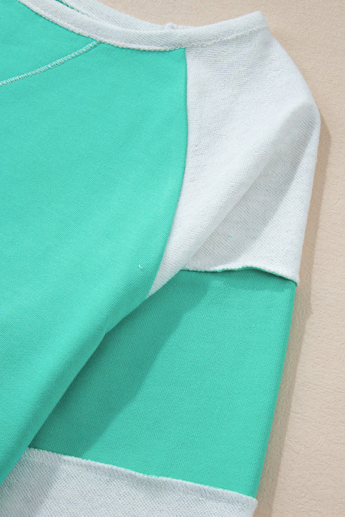 Exclusive Patchwork Cross Seam Pullover Sweatshirt