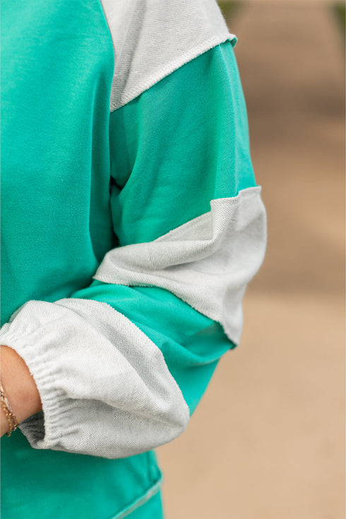 Exclusive Patchwork Cross Seam Pullover Sweatshirt
