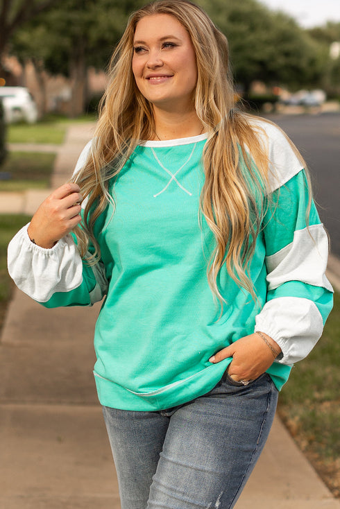 Exclusive Patchwork Cross Seam Pullover Sweatshirt