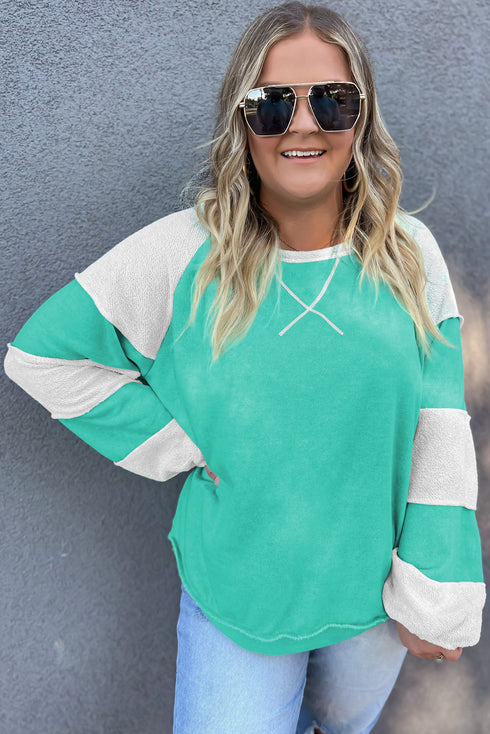 Exclusive Patchwork Cross Seam Pullover Sweatshirt