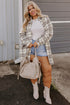 Exclusive Plaid Print Slit Tunic Shacket Outerwear