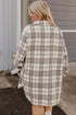 Exclusive Plaid Print Slit Tunic Shacket Outerwear