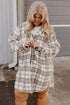 Exclusive Plaid Print Slit Tunic Shacket Outerwear
