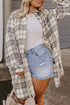 Exclusive Plaid Print Slit Tunic Shacket Outerwear