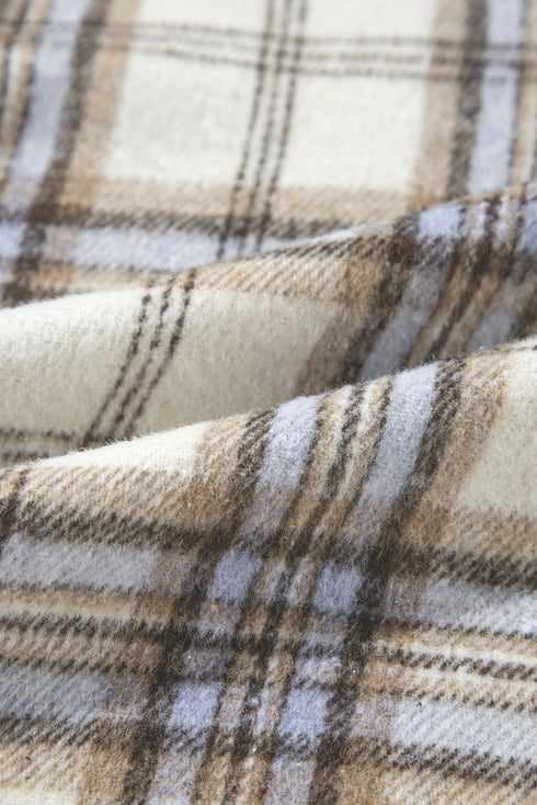 Exclusive Plaid Print Slit Tunic Shacket Outerwear