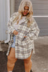 Exclusive Plaid Print Slit Tunic Shacket Outerwear