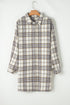 Exclusive Plaid Print Slit Tunic Shacket Outerwear