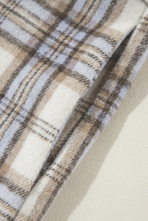 Exclusive Plaid Print Slit Tunic Shacket Outerwear