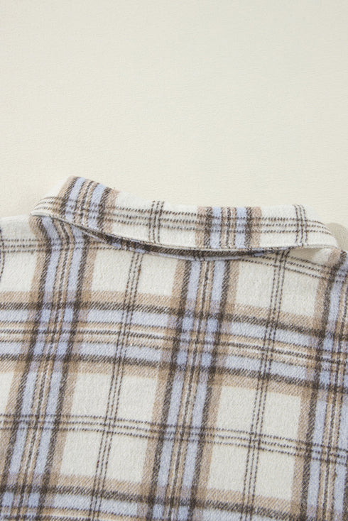 Exclusive Plaid Print Slit Tunic Shacket Outerwear