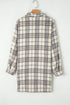 Exclusive Plaid Print Slit Tunic Shacket Outerwear