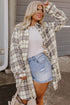 Exclusive Plaid Print Slit Tunic Shacket Outerwear
