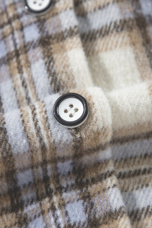 Exclusive Plaid Print Slit Tunic Shacket Outerwear
