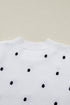 Exclusive Polka Dot Bubble Sleeve Knit Short Sleeve Sweater