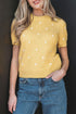 Exclusive Polka Dot Bubble Sleeve Knit Short Sleeve Sweater