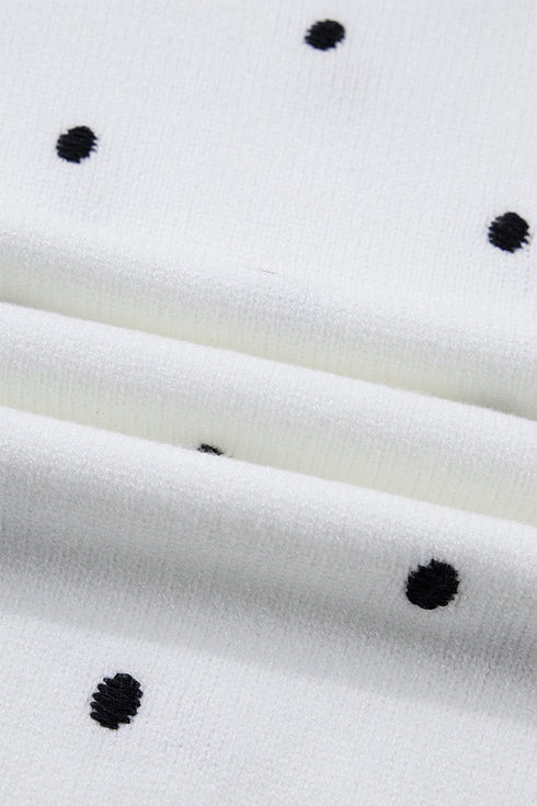 Exclusive Polka Dot Bubble Sleeve Knit Short Sleeve Sweater