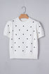 Exclusive Polka Dot Bubble Sleeve Knit Short Sleeve Sweater
