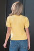 Exclusive Polka Dot Bubble Sleeve Knit Short Sleeve Sweater