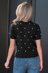 Exclusive Polka Dot Bubble Sleeve Knit Short Sleeve Sweater