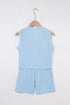 Exclusive Ribbed Button V Neck Tank Short Set