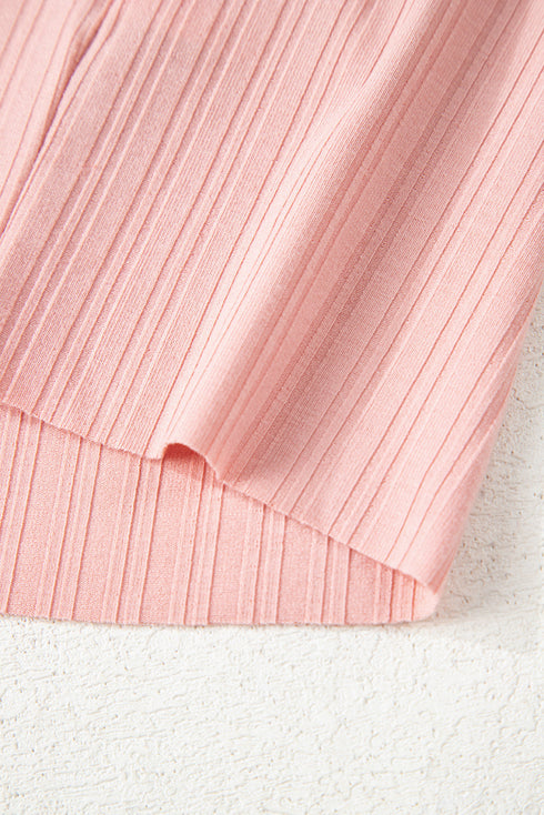 Exclusive Ribbed Button V Neck Tank Short Set